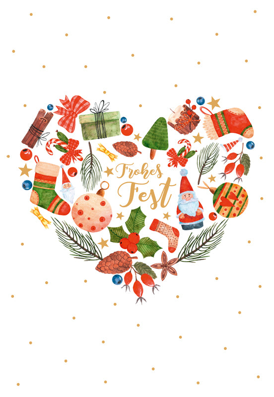 Green Karma XMAS Doppelkarte - Herz aus Weihnachtsillustrationen