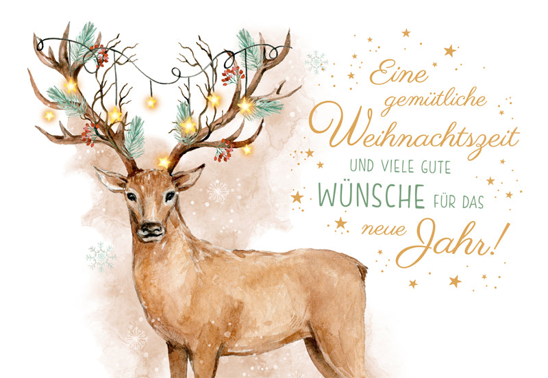 Green Karma XMAS Doppelkarte - Festlicher Hirsch
