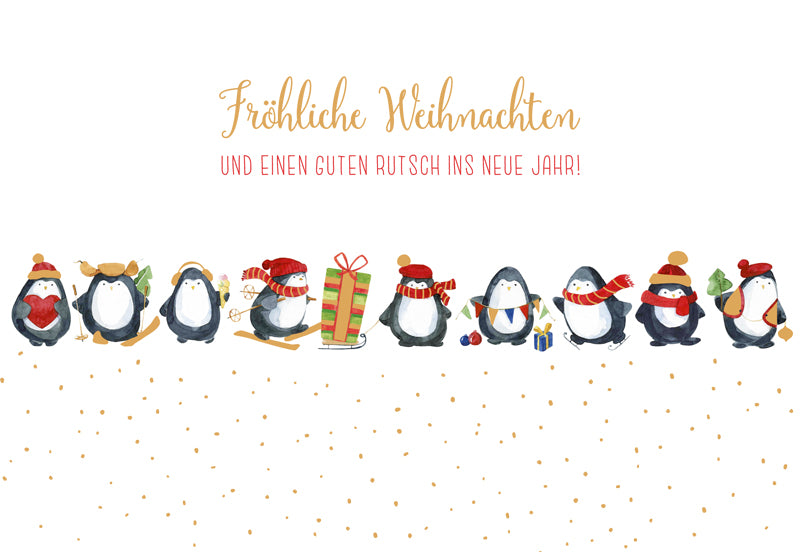 Green Karma XMAS Doppelkarte -  Pinguin-Familie