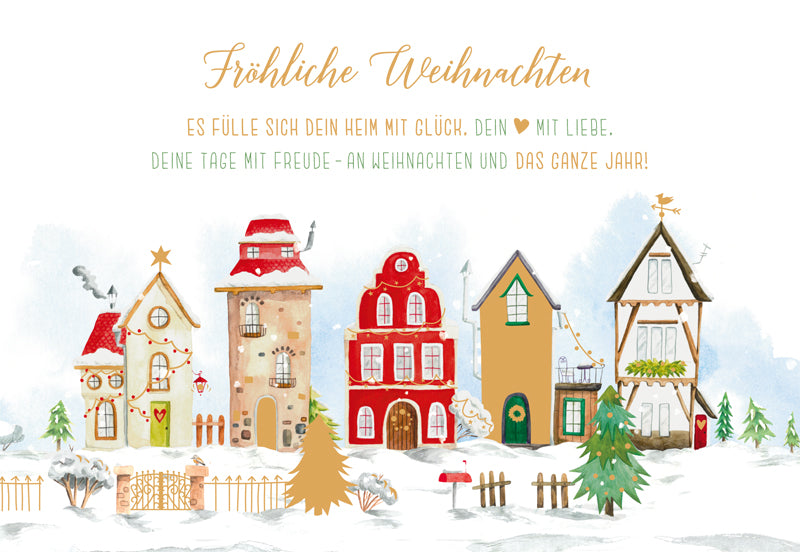 Green Karma XMAS Doppelkarte -  Winterliches Städtchen