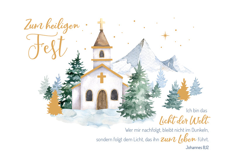 Green Karma XMAS Doppelkarte -  Winterlandschaft mit Kirche