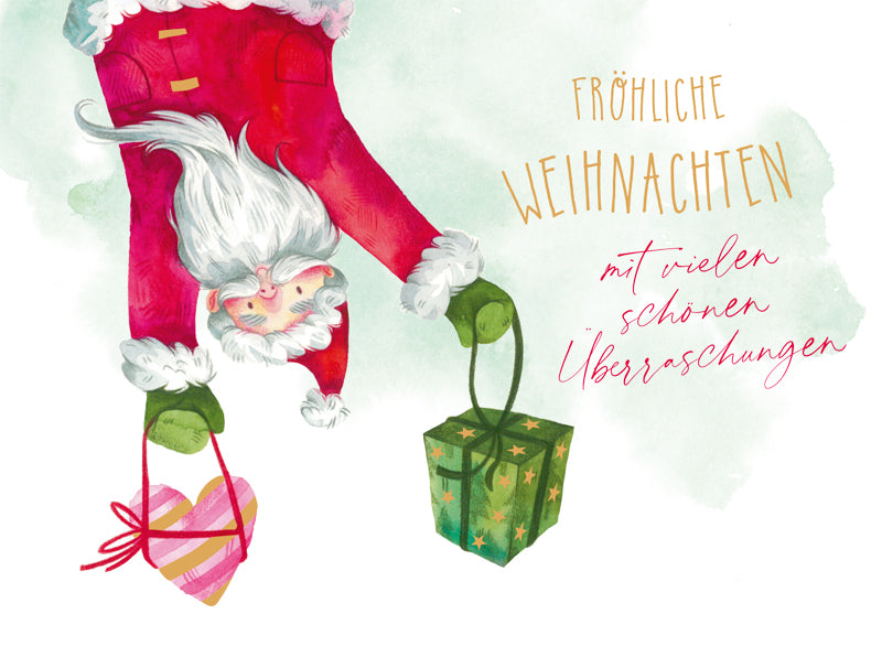 Green Karma XMAS Postkarte - Hängender Weihnachtsmann