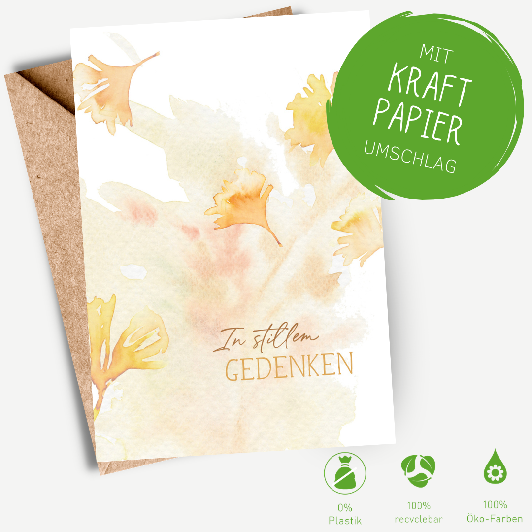 Green Karma Doppelkarte - Ginkgoblätter