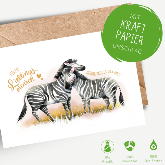 Green Karma Doppelkarte - Zebra-Umarmung