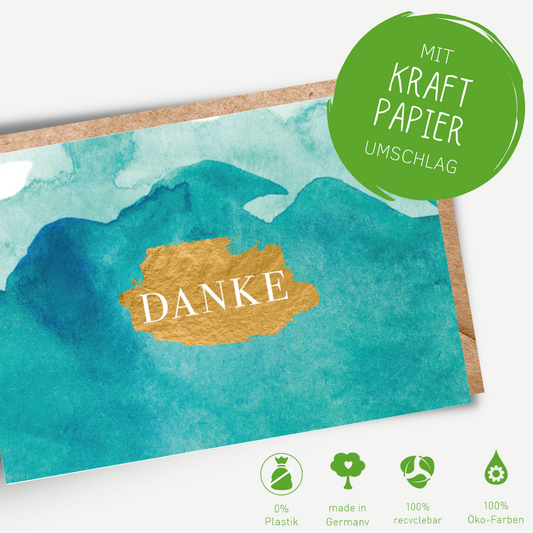 Green Karma Doppelkarte - Goldiges Danke