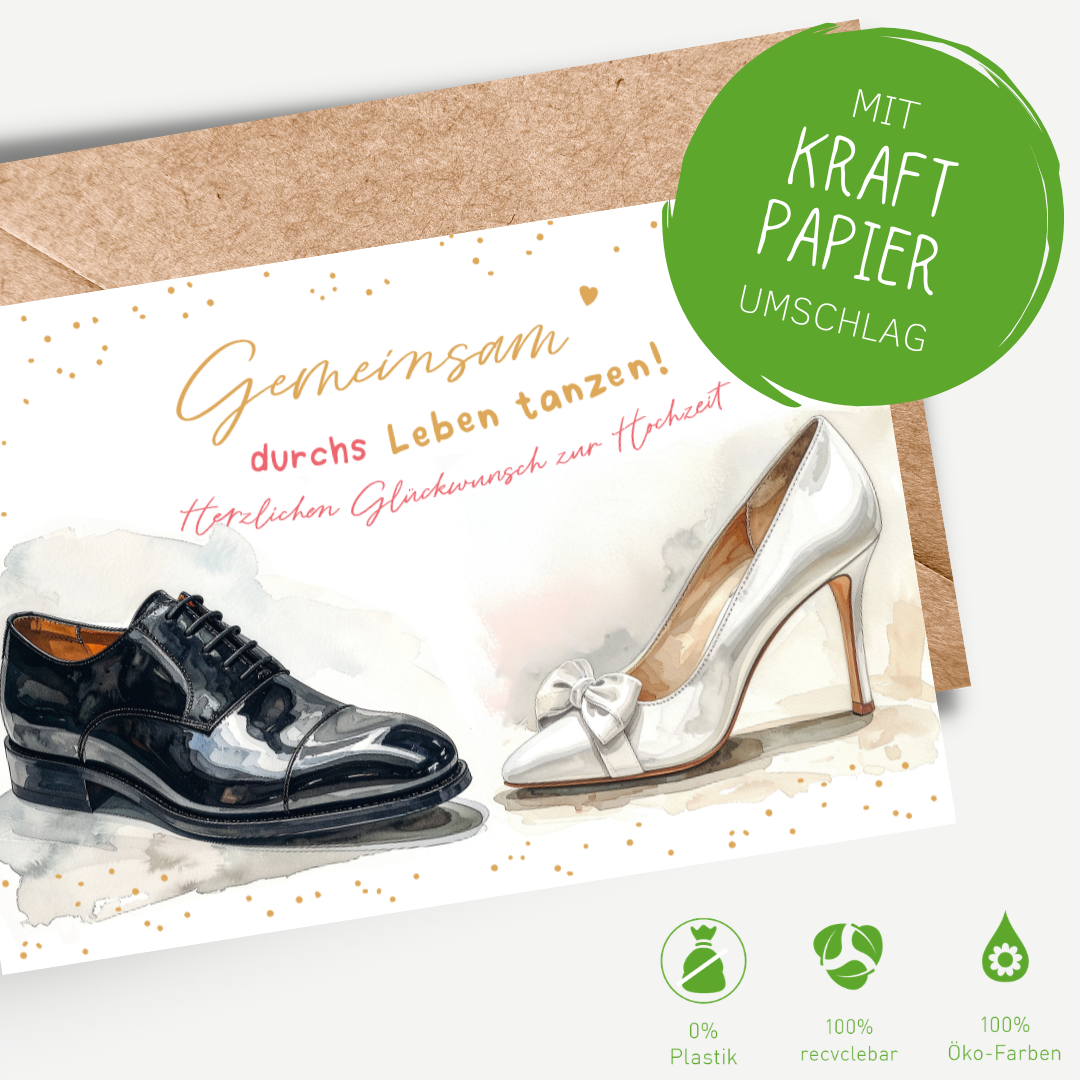Green Karma Doppelkarte - Hochzeitsschuhe