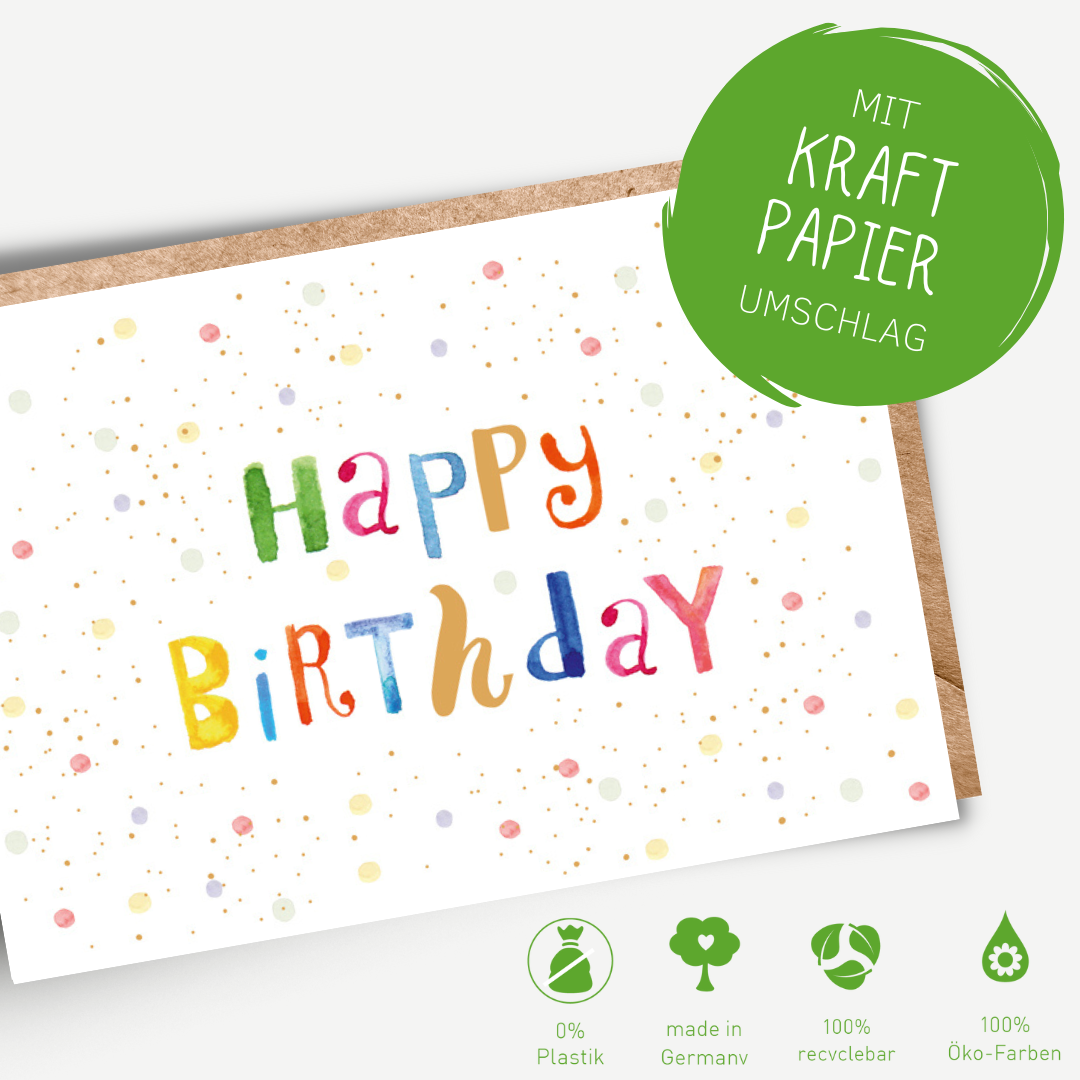 Green Karma Doppelkarte - Typo happy birthday