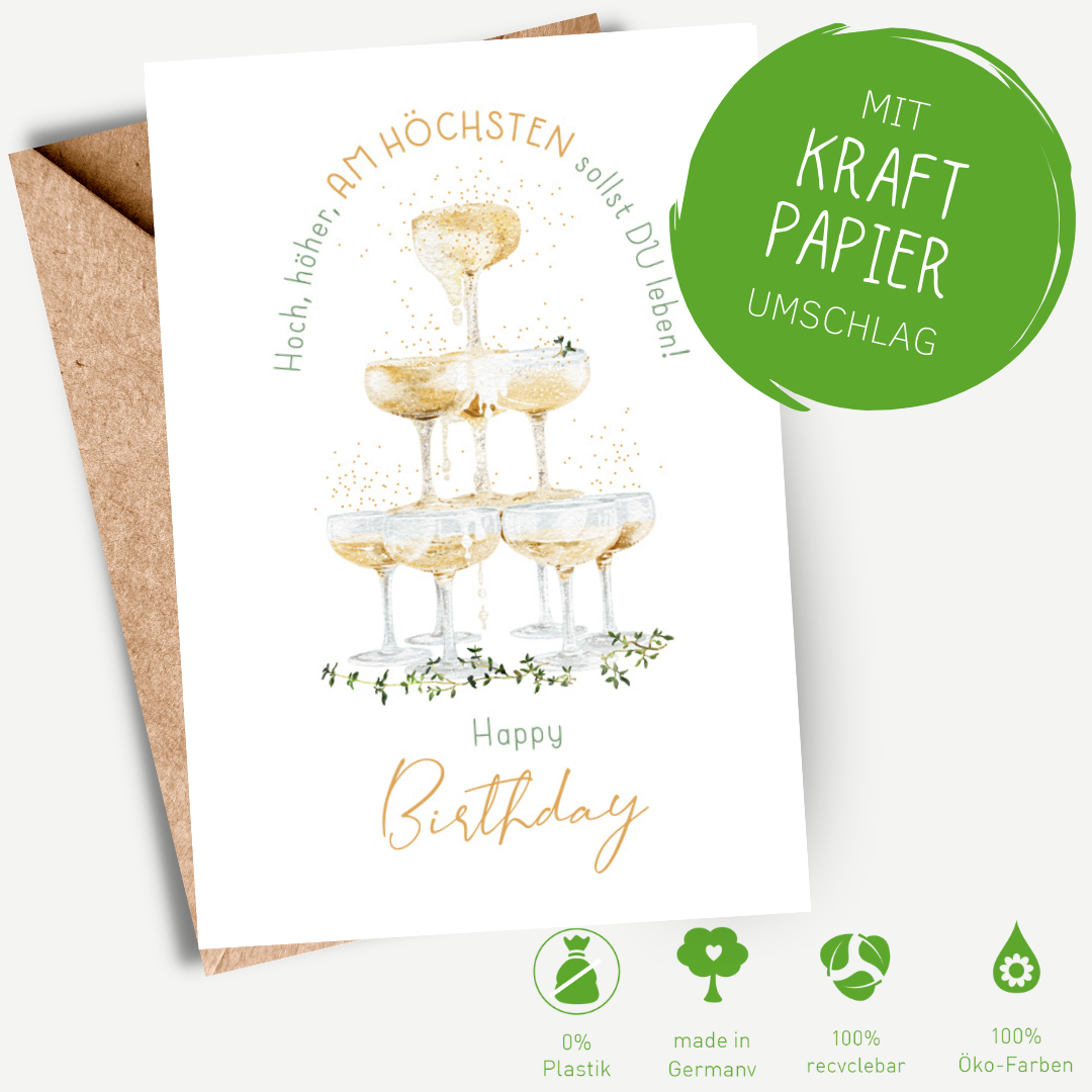 Green Karma Doppelkarte - Champagnerpyramide