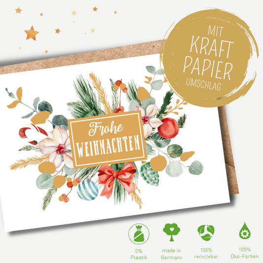 Green Karma XMAS Doppelkarte - Gesteck mit Eukalyptus