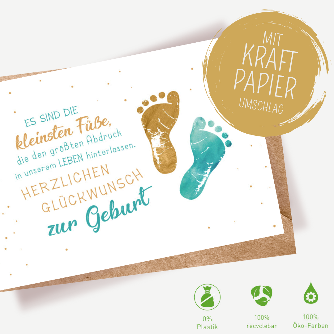 Green Karma Doppelkarte - Baby Füße
