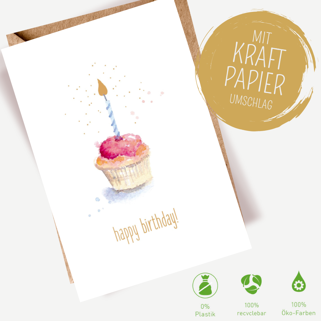 Green Karma Doppelkarte - cupcake