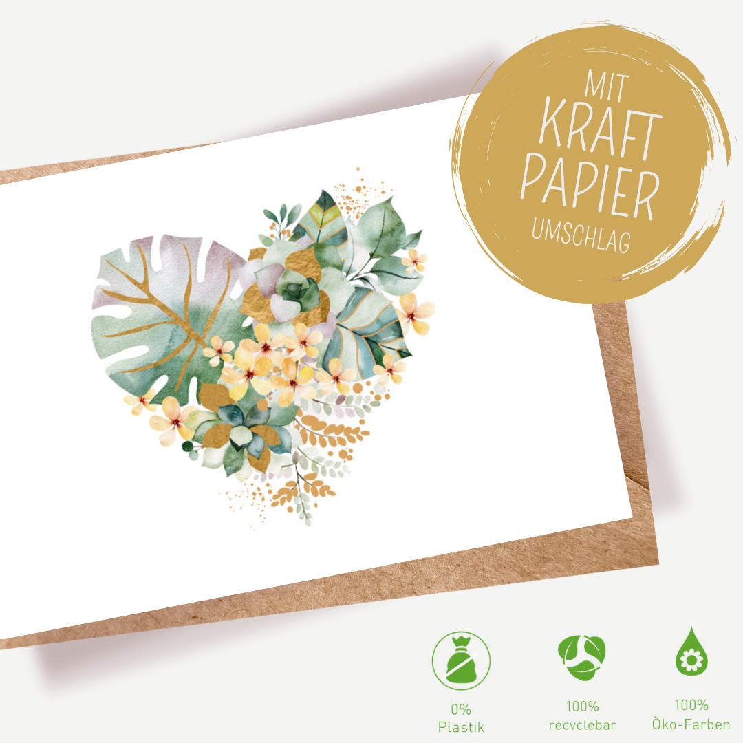 Green Karma Doppelkarte - Pflanzenherz