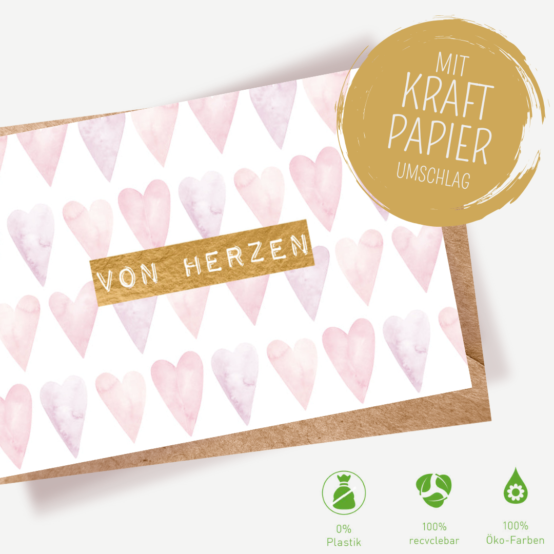 Green Karma Doppelkarte - Herz an Herz