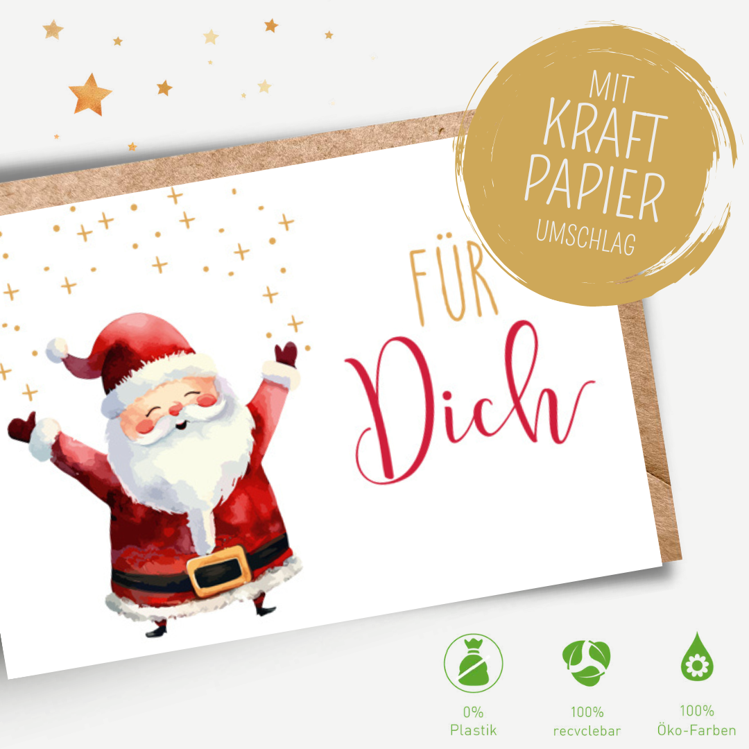 Green Karma XMAS Midikarte - Nikolaus mit Glitzer