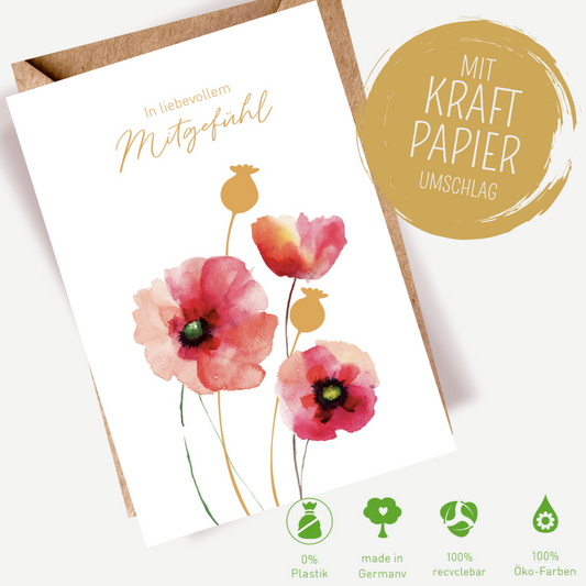 Green Karma Doppelkarte - Mohnblumen