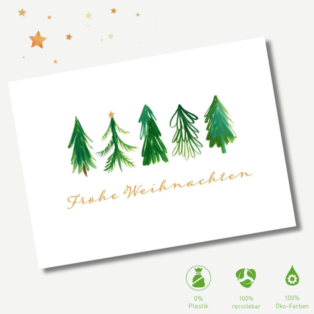 Green Karma XMAS Postkarte - Fröhliche Tannen