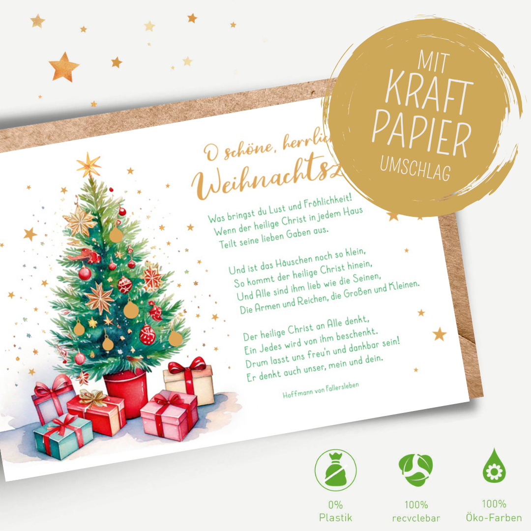 Green Karma XMAS Doppelkarte - Weihnachtsbaum im roten Topf