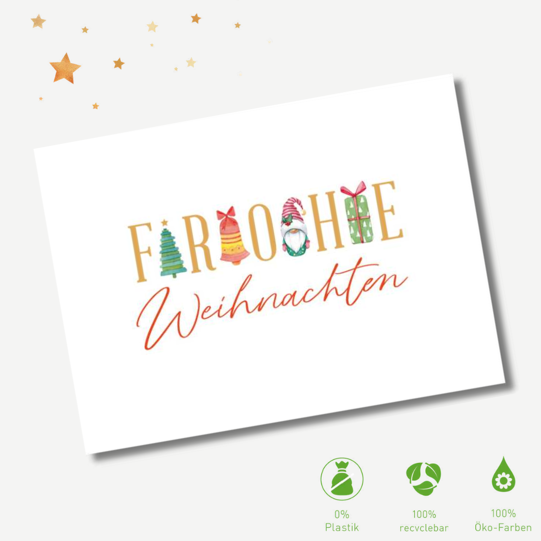 Green Karma XMAS Postkarte - Dekorative Buchstaben