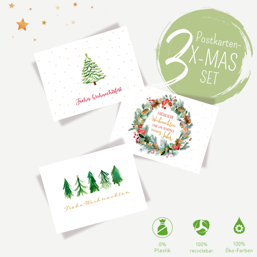 3er X-MAS Postkarten-Set: Besinnliche Weihnachtszeit
