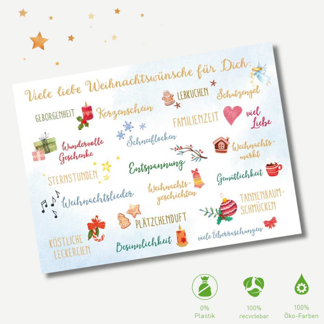 Green Karma XMAS Postkarte - Viele liebe Weihnachtswünsche
