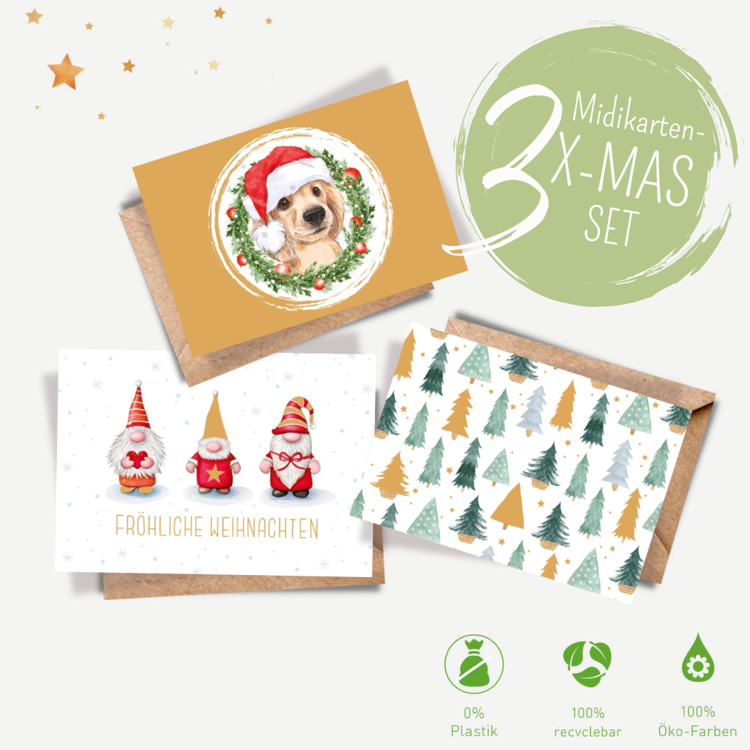3er X-MAS Midikarten-Set: Weihnachtsmärchen