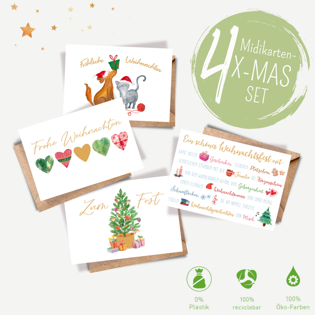 4er X-MAS Midikarten-Set: Familienzeit