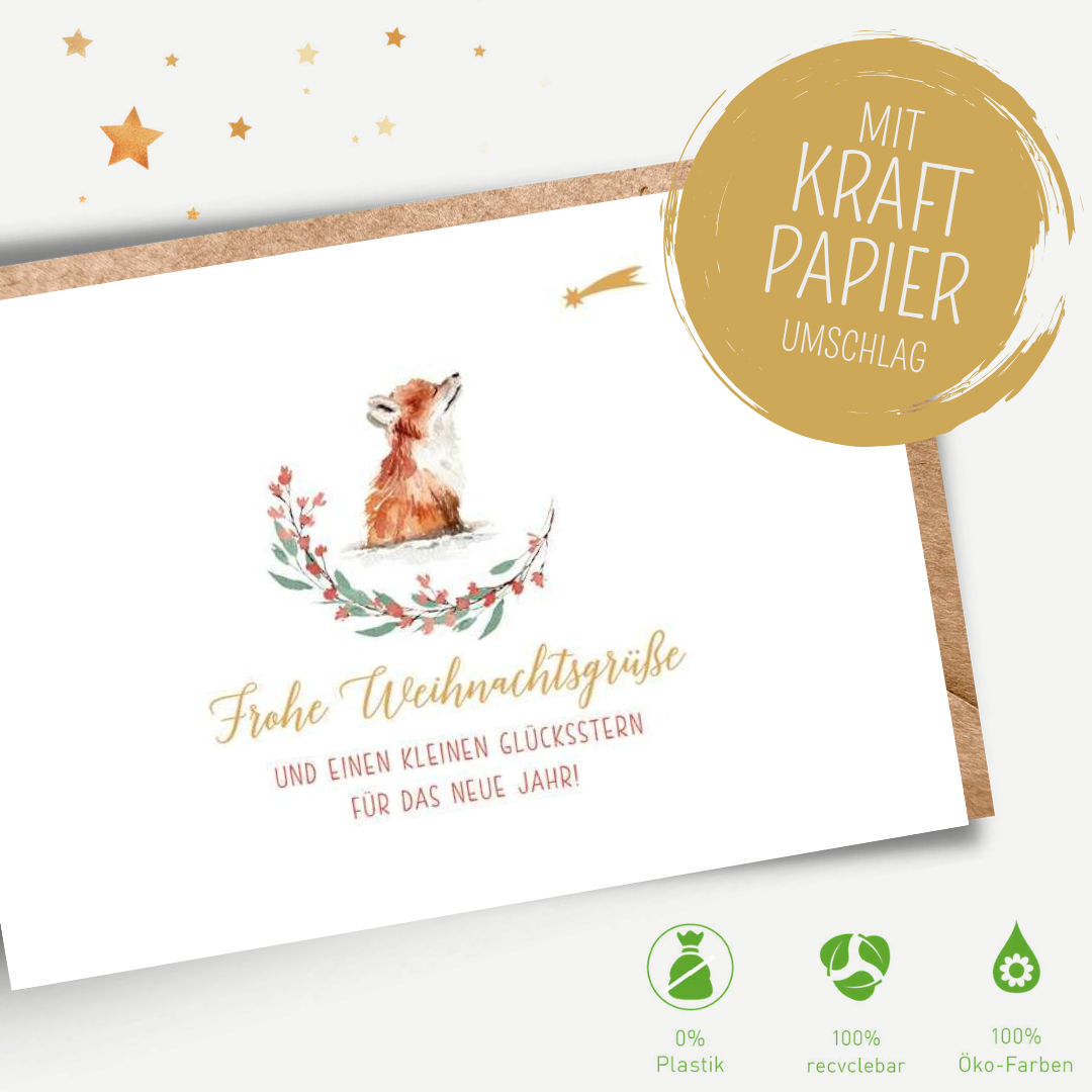 Green Karma XMAS Doppelkarte -  Kleiner Fuchs wünscht sich was