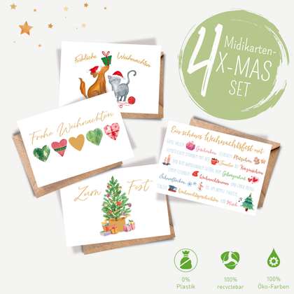 4er X-MAS Midikarten-Set: Familienzeit