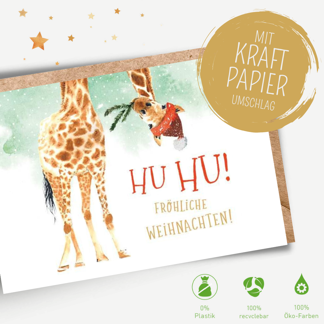 Green Karma XMAS Doppelkarte -  Lustige Giraffe