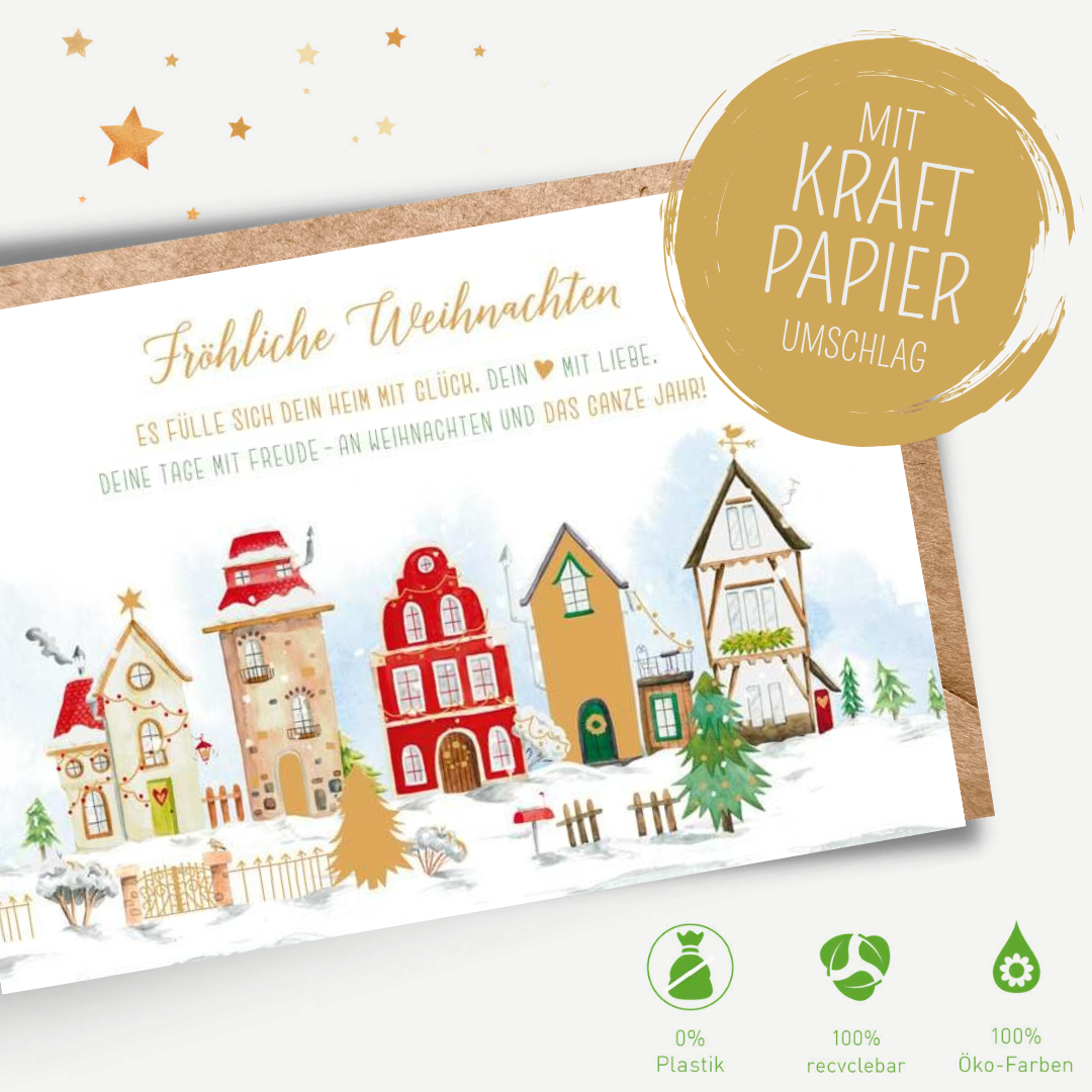 Green Karma XMAS Doppelkarte -  Winterliches Städtchen