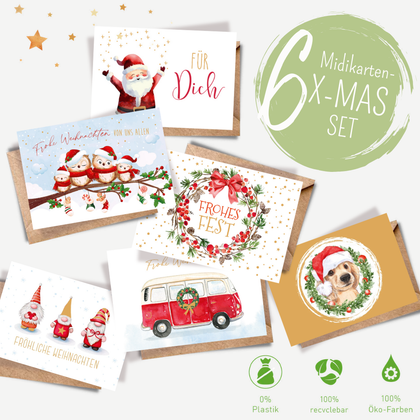 6er  X-MAS Midikarten-Set: Winterwald