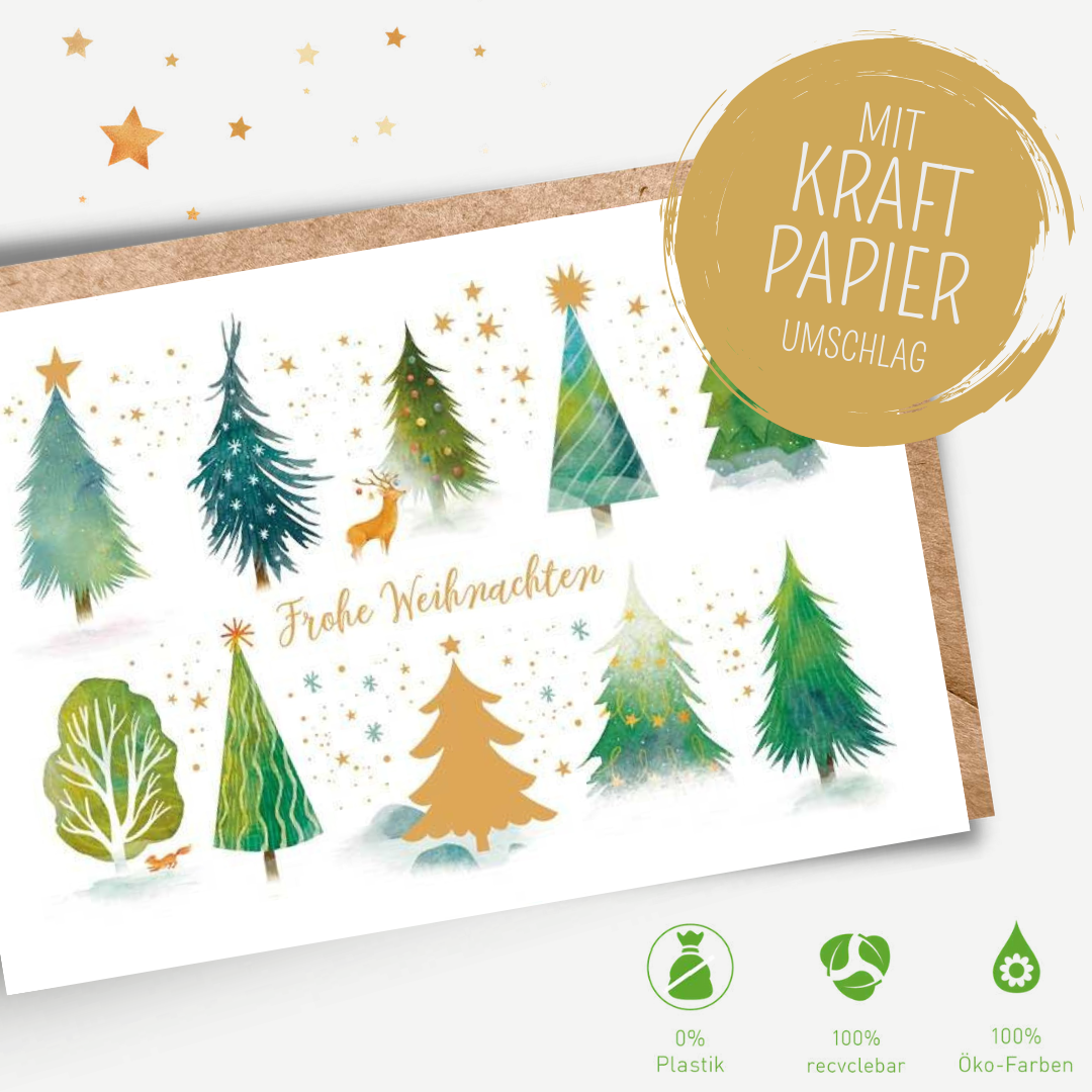 Green Karma XMAS Doppelkarte -  Es weihnachtet im Winterwald