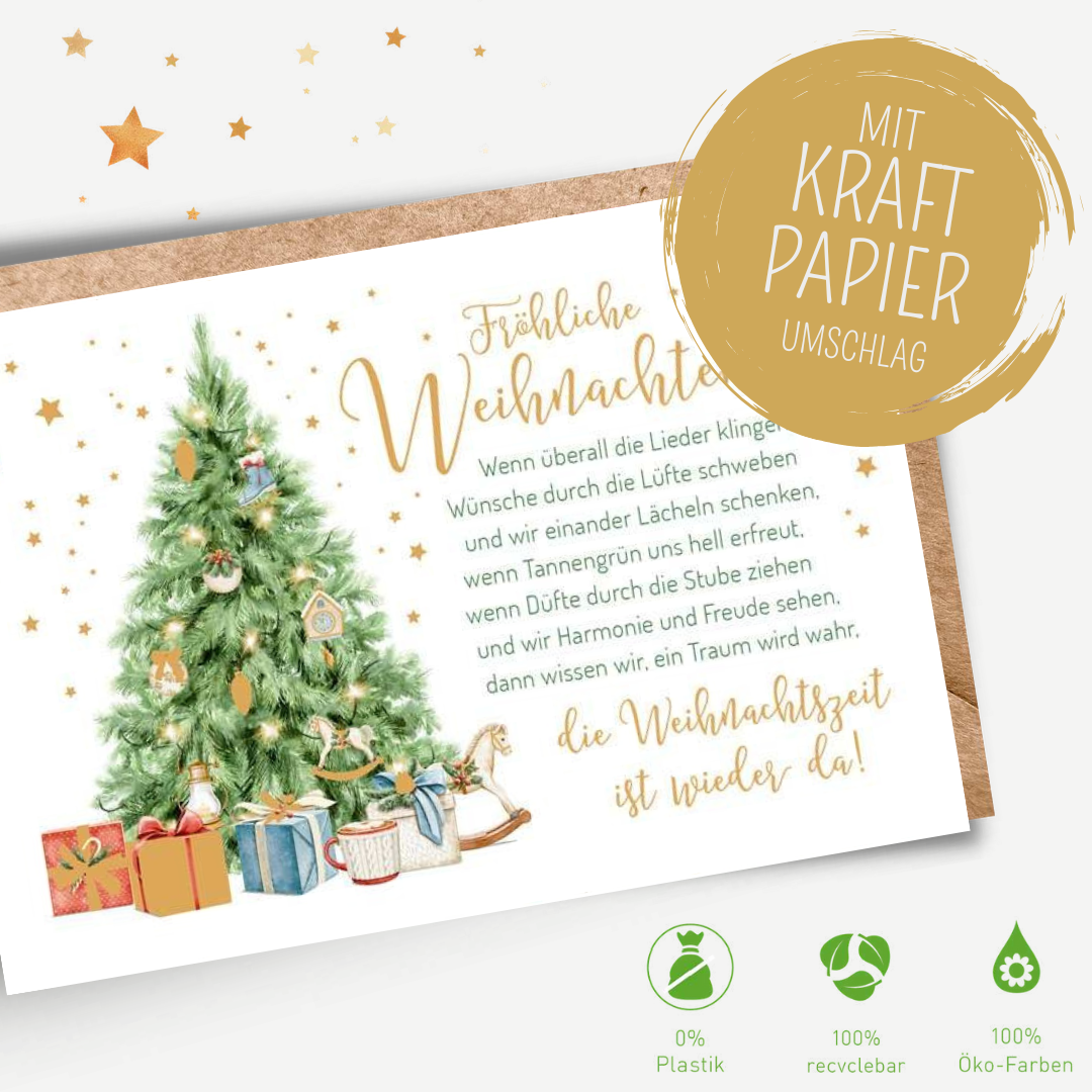 Green Karma XMAS Doppelkarte -  Geschmückter Tannenbaum