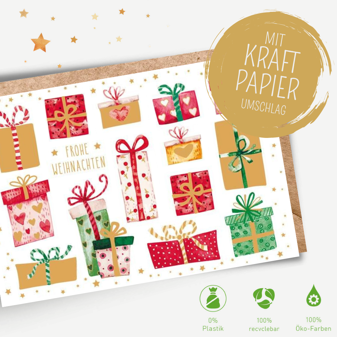 Green Karma XMAS Doppelkarte -  Bunte Geschenke
