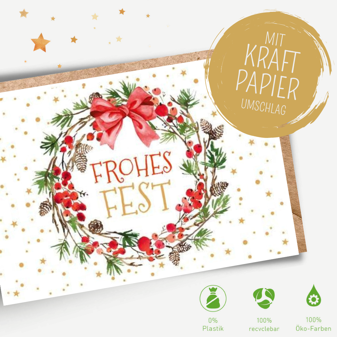 8er  X-MAS Midikarten-Set: Bunte Weihnachtszeit