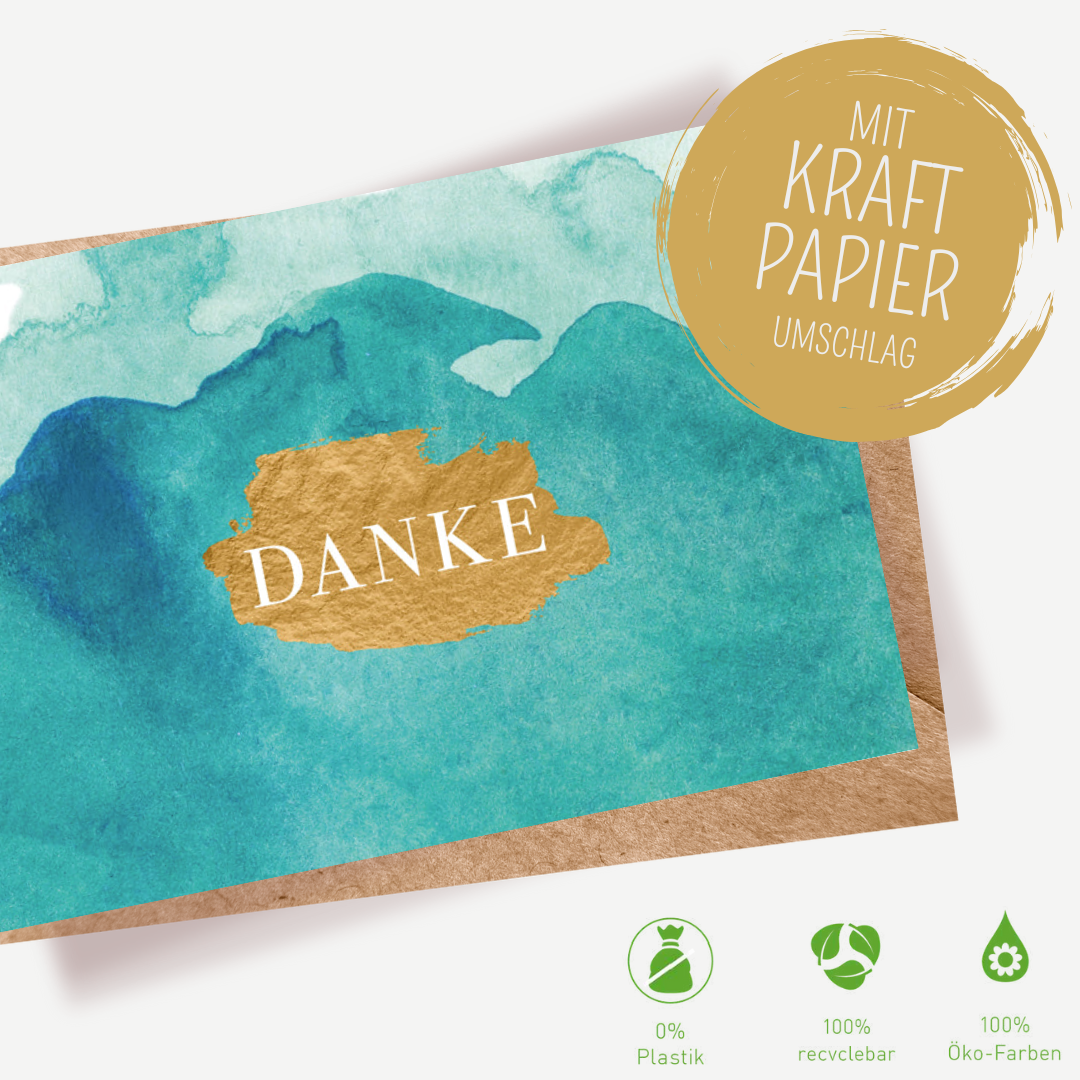 Green Karma Doppelkarte - Goldiges Danke