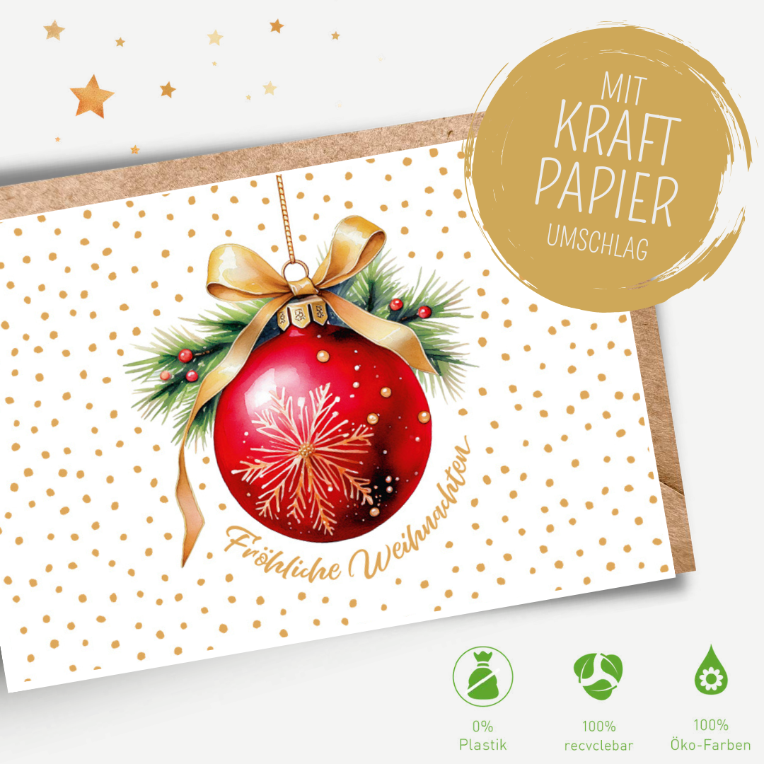 Green Karma XMAS Doppelkarte -  Rote Kugel
