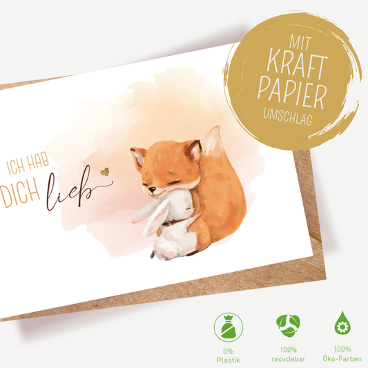 Green Karma Doppelkarte - Kuschelfuchs