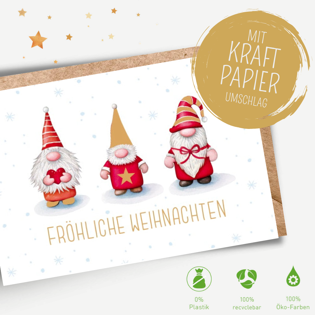 Green Karma XMAS Midikarte - Drei Weihnachtswichtel