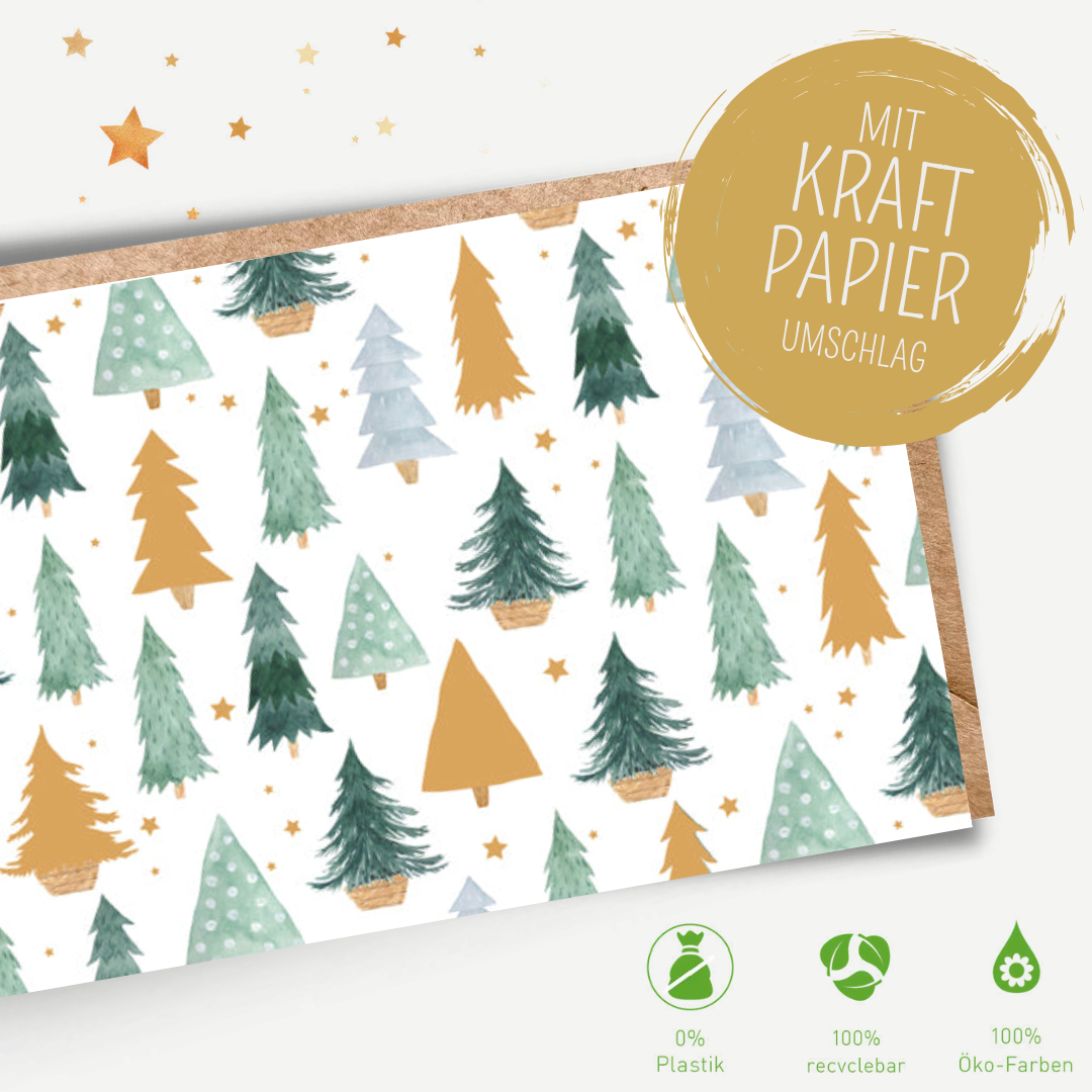 Green Karma XMAS Midikarte - Viele kleine Tannenbäumchen