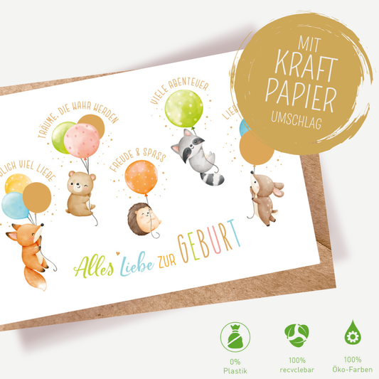 Green Karma Doppelkarte - Viele Wünsche zur Geburt