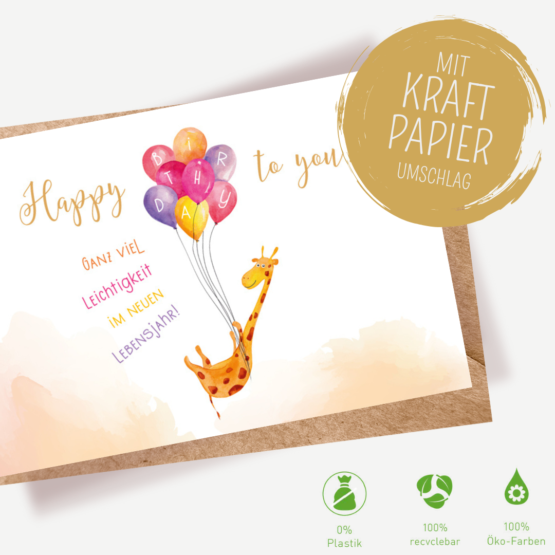 Green Karma Doppelkarte - Fliegende Giraffe