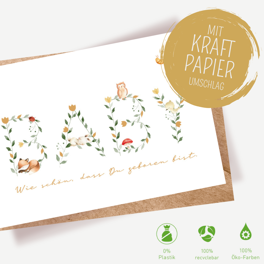 Green Karma Doppelkarte - Baby Typo