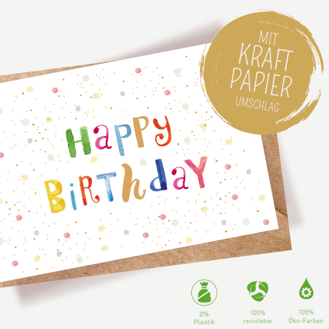 Green Karma Doppelkarte - Typo happy birthday