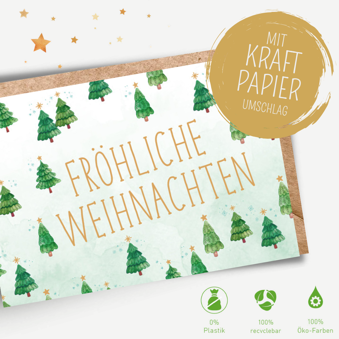 Green Karma XMAS Doppelkarte -  Viele kleine Weihnachtsbäume