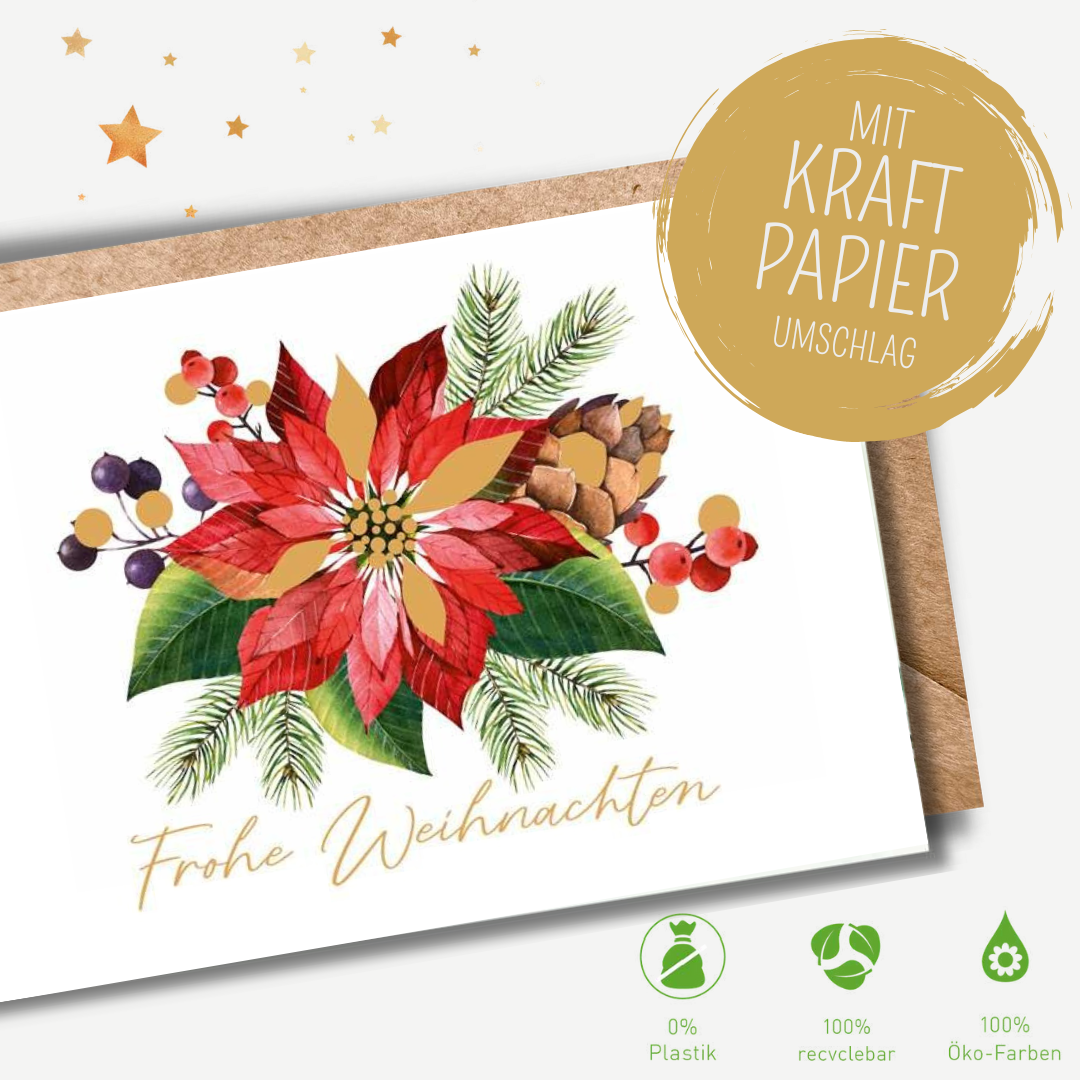 Green Karma XMAS Doppelkarte -  Roter Weihnachtsstern