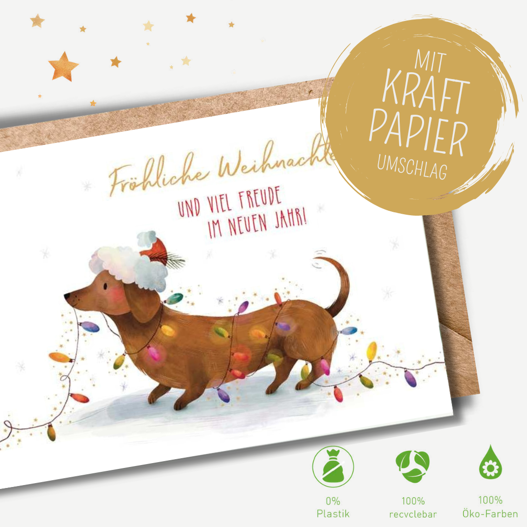 Green Karma XMAS Doppelkarte -  Süßer Dackel