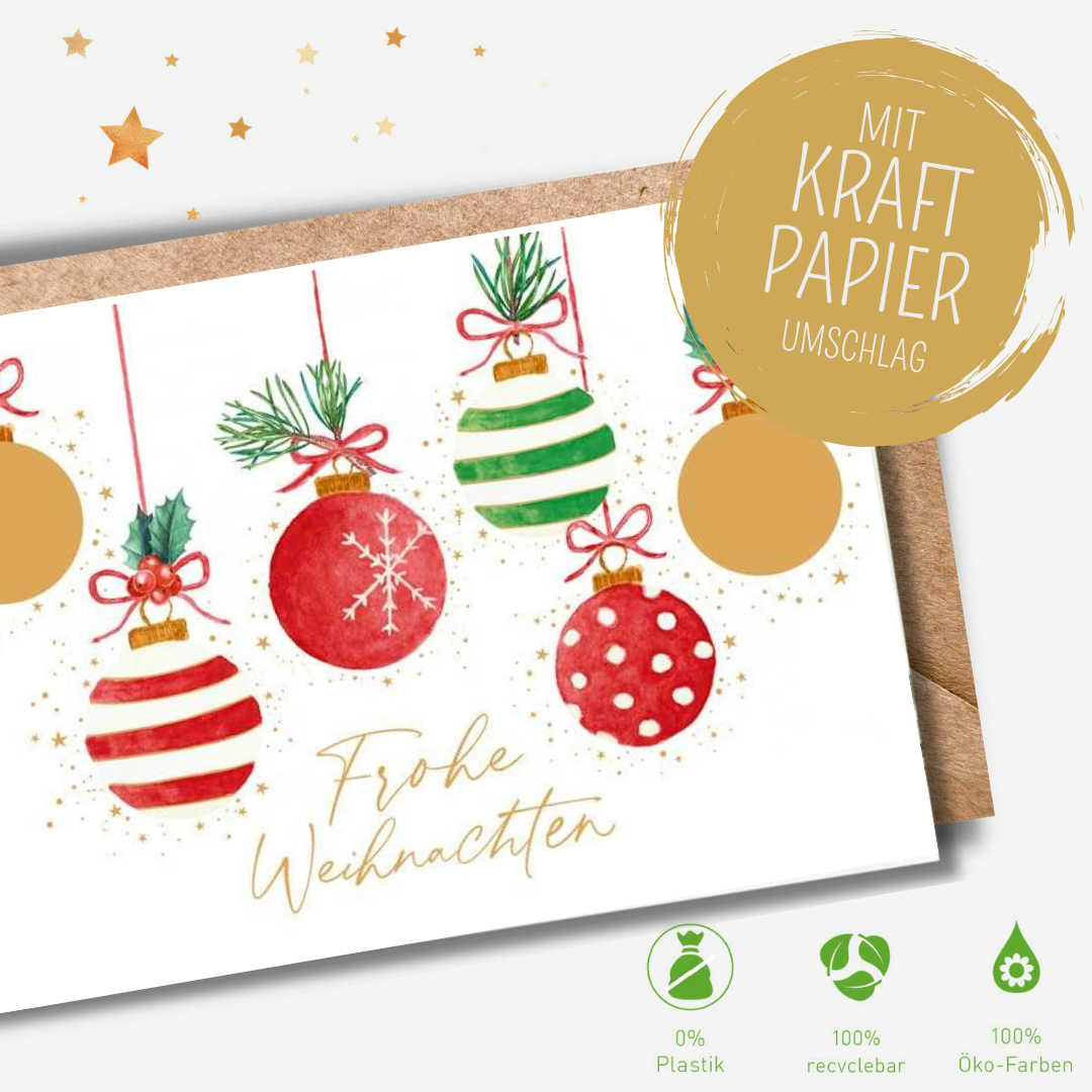 Green Karma XMAS Doppelkarte -  Weihnachtskugeln