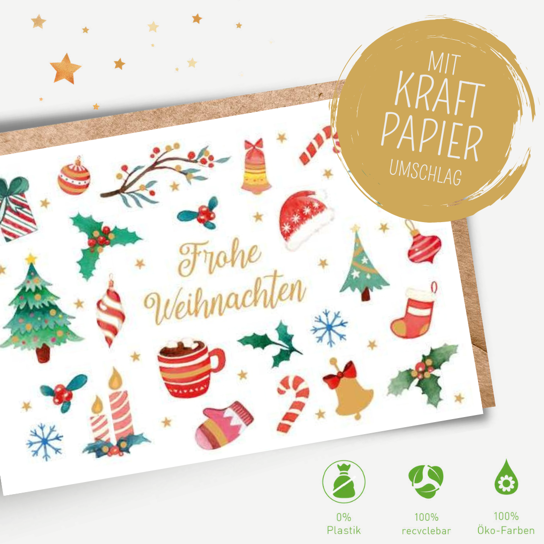 Green Karma XMAS Midikarte - Kleine Weihnachts-Icons