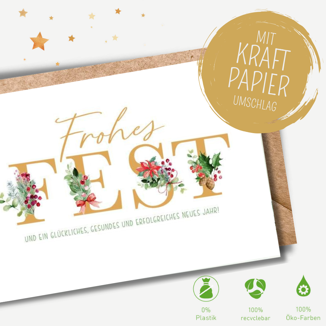 Green Karma XMAS Doppelkarte -  Dekorative Buchstaben